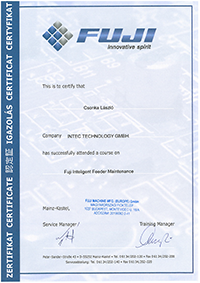 certificate Fuji feederrepair Intec Czonka